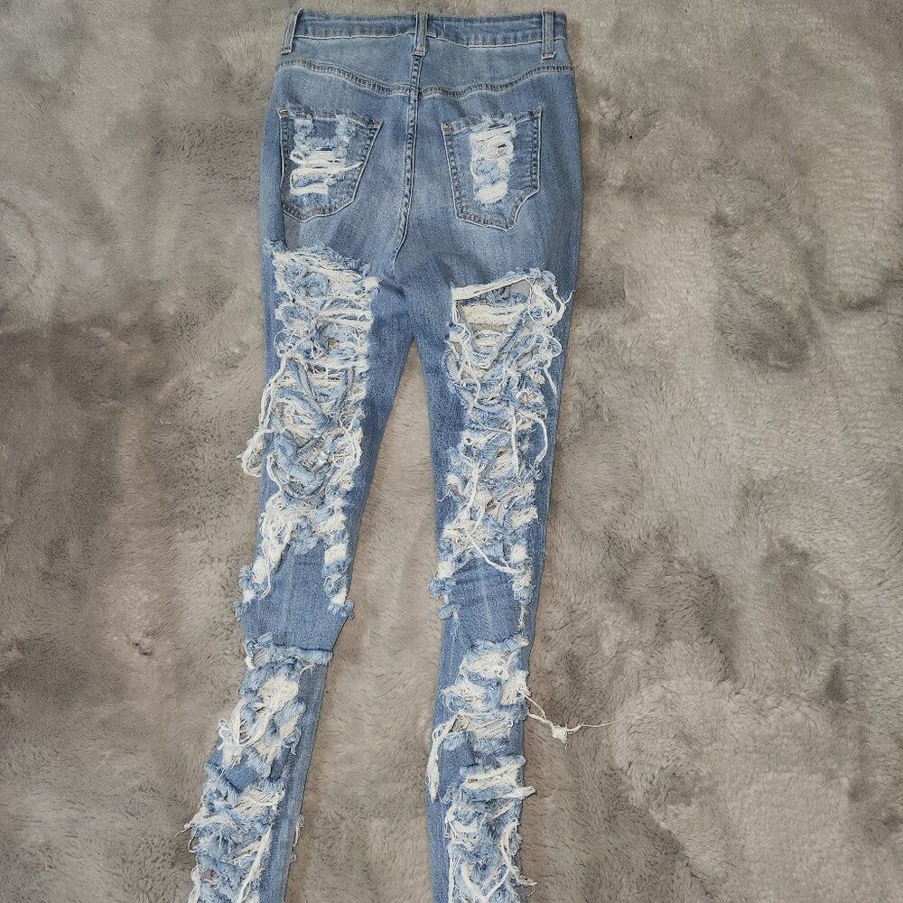 FULL DISTRESSED HIGH WAIST SKINNY JEANS- Size 5 - Picture 6 of 9